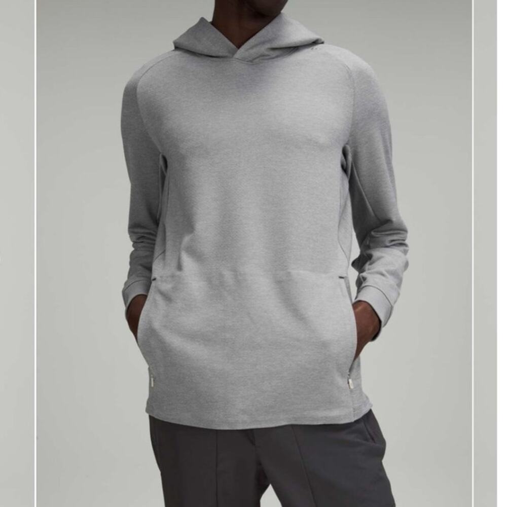 Lululemon Textured Tech Hoodie Rhino Gray Pullover Sweatshirt Pockets Mens Sz S